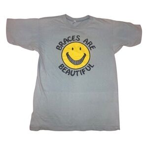 Vintage 70s Champion Braces Are Beautiful Graphic TShirt Single Stitch RARE Med